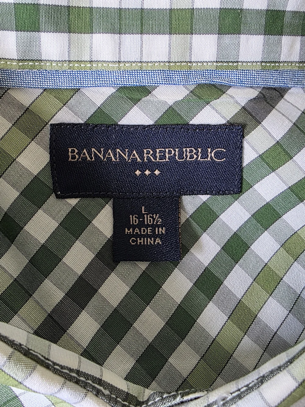 Banana Republic Green and White Checked Dress Shirt